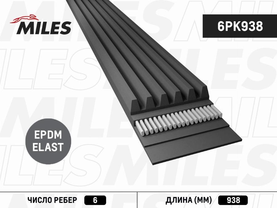 Miles 6PK938 - Поліклиновий ремінь autozip.com.ua