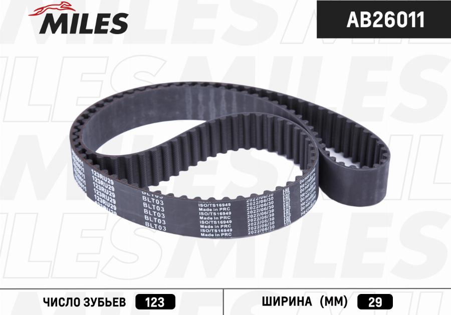 Miles AB26011 - Ремінь ГРМ autozip.com.ua