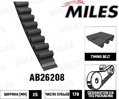 Miles AB26208 - Ремінь ГРМ autozip.com.ua