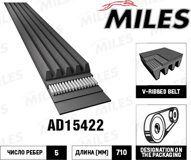 Miles AD15422 - Поліклиновий ремінь autozip.com.ua