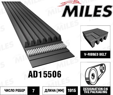 Miles AD15506 - Поліклиновий ремінь autozip.com.ua