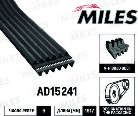 Miles AD15241 - Поліклиновий ремінь autozip.com.ua