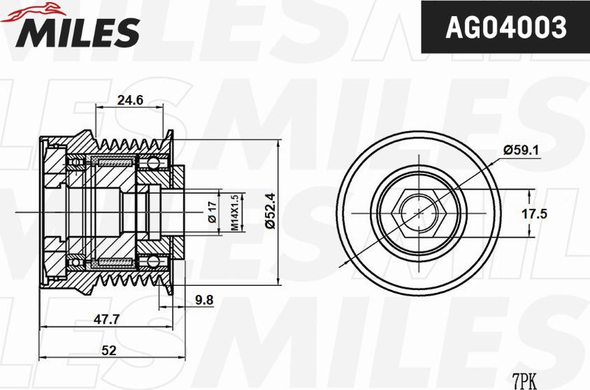 Miles AG04003 - Ремінний шків, генератор autozip.com.ua