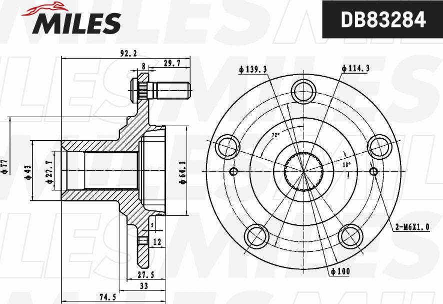 Miles DB83284 - Маточина колеса autozip.com.ua