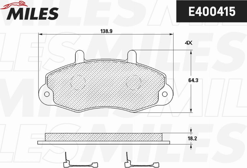 Miles E400415 - Гальмівні колодки, дискові гальма autozip.com.ua