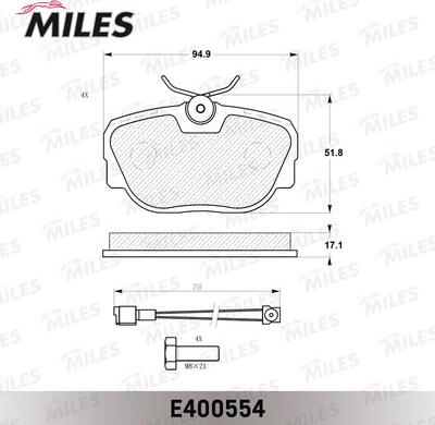 Miles E400554 - Гальмівні колодки, дискові гальма autozip.com.ua