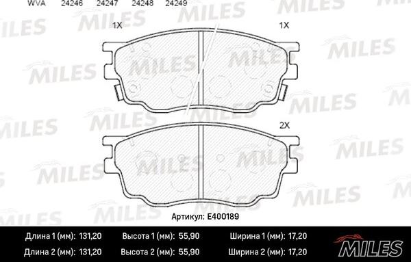 Miles E400189 - Гальмівні колодки, дискові гальма autozip.com.ua