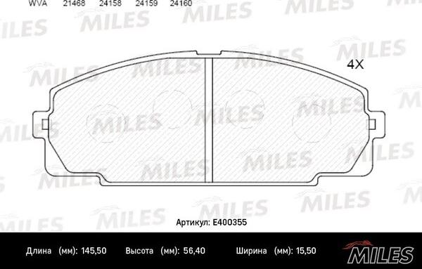 Miles E400355 - Гальмівні колодки, дискові гальма autozip.com.ua