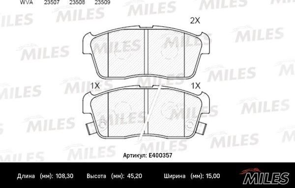 Miles E400357 - Гальмівні колодки, дискові гальма autozip.com.ua