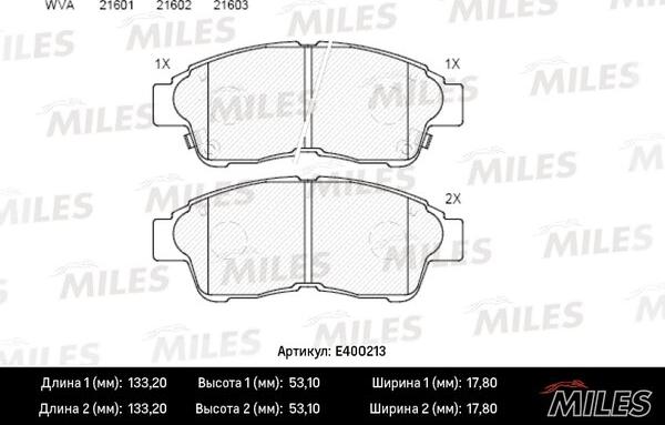 Miles E400213 - Гальмівні колодки, дискові гальма autozip.com.ua