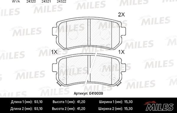 Miles E410009 - Гальмівні колодки, дискові гальма autozip.com.ua