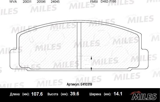 Miles E410319 - Гальмівні колодки, дискові гальма autozip.com.ua