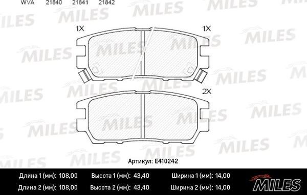 Miles E410242 - Гальмівні колодки, дискові гальма autozip.com.ua