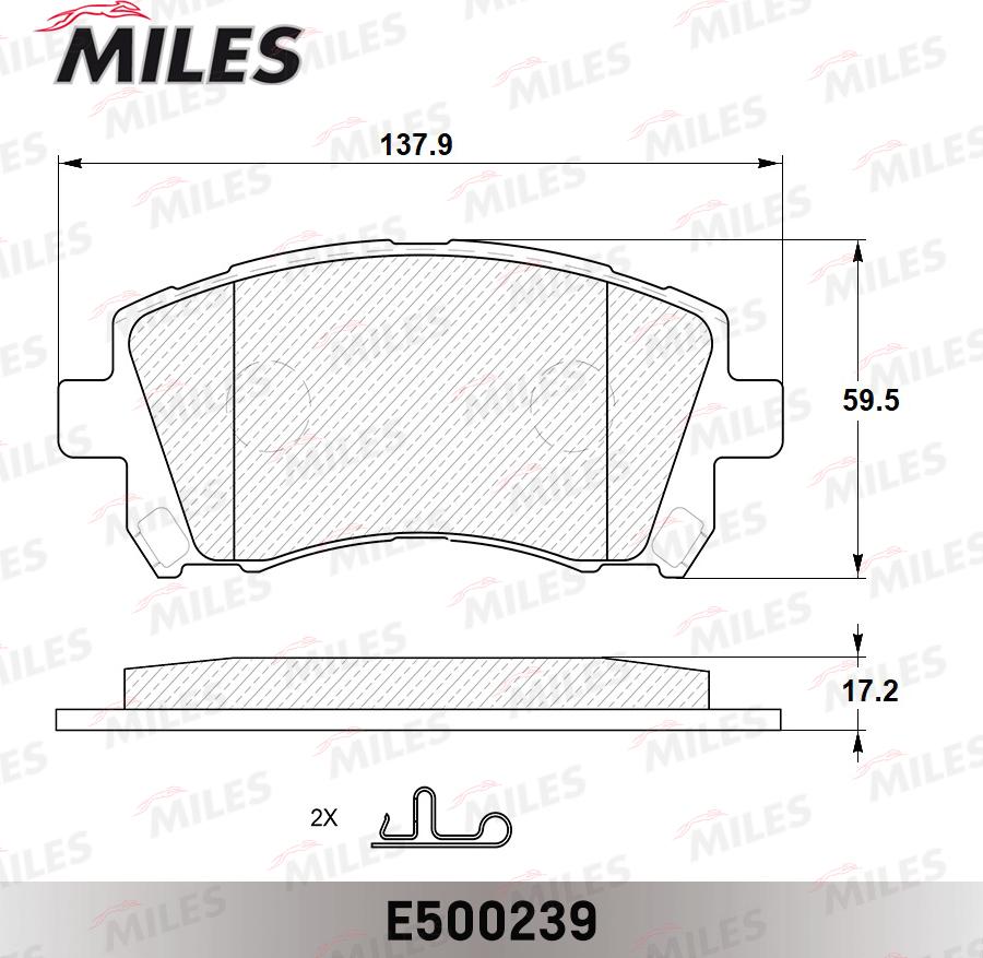 Miles E500239 - Гальмівні колодки, дискові гальма autozip.com.ua