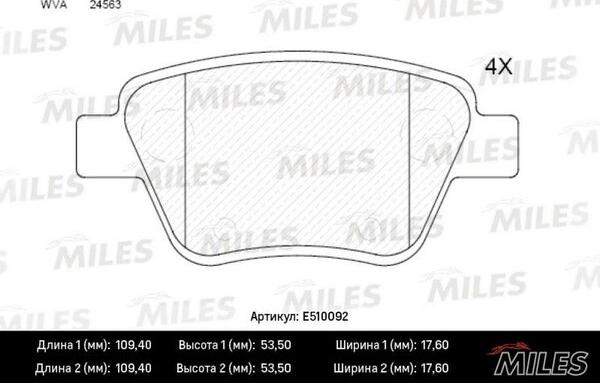 Miles E510092 - Гальмівні колодки, дискові гальма autozip.com.ua