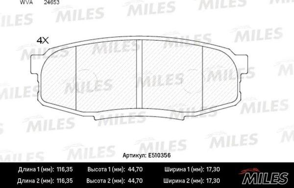 Miles E510356 - Гальмівні колодки, дискові гальма autozip.com.ua