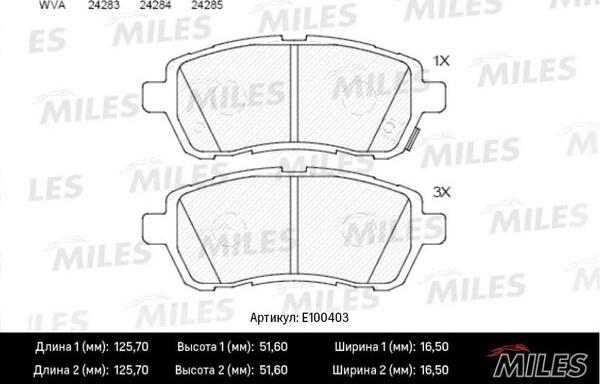 Miles E100403 - Гальмівні колодки, дискові гальма autozip.com.ua