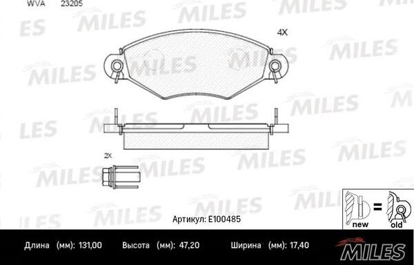 Miles E100485 - Гальмівні колодки, дискові гальма autozip.com.ua