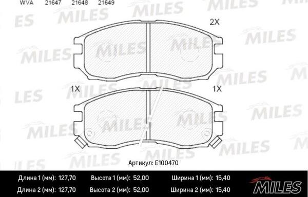 Miles E100470 - Гальмівні колодки, дискові гальма autozip.com.ua