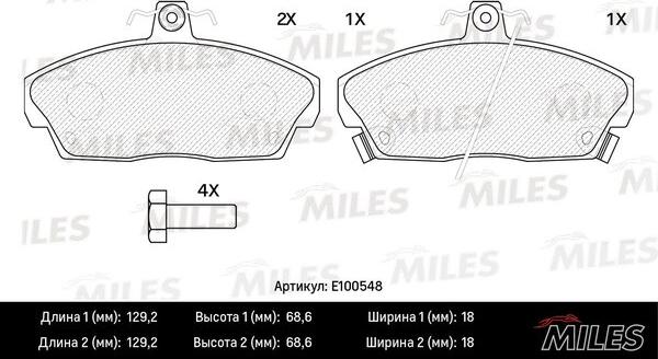 Miles E100548 - Гальмівні колодки, дискові гальма autozip.com.ua