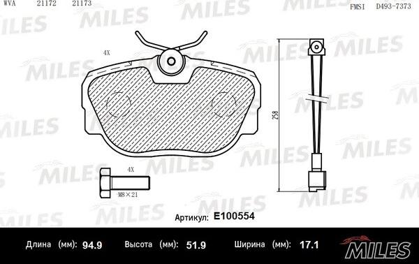 Miles E100554 - Гальмівні колодки, дискові гальма autozip.com.ua