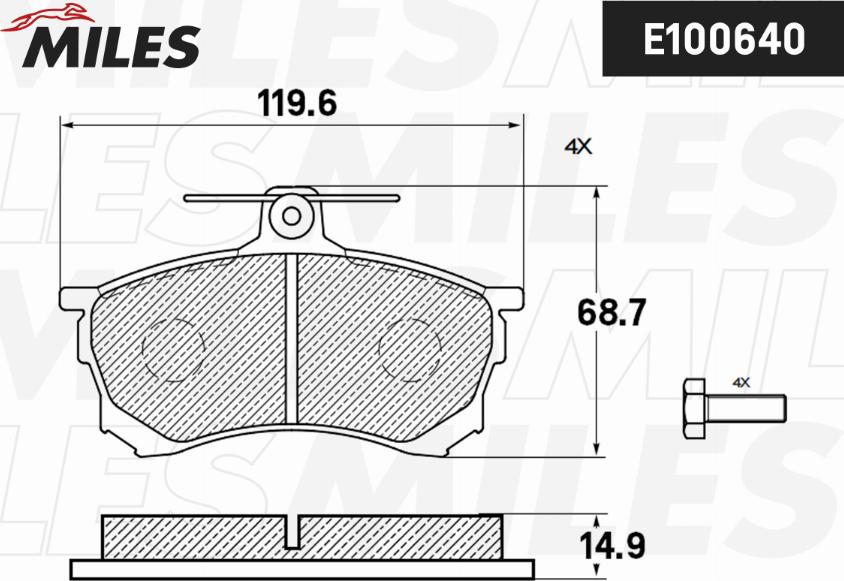 Miles E100640 - Гальмівні колодки, дискові гальма autozip.com.ua