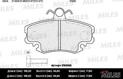 Miles E100002 - Гальмівні колодки, дискові гальма autozip.com.ua