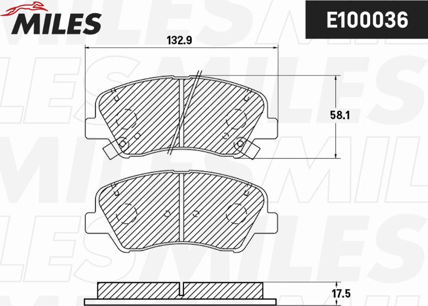 Miles E100036 - Гальмівні колодки, дискові гальма autozip.com.ua