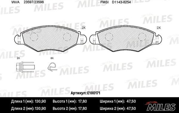 Miles E100171 - Гальмівні колодки, дискові гальма autozip.com.ua