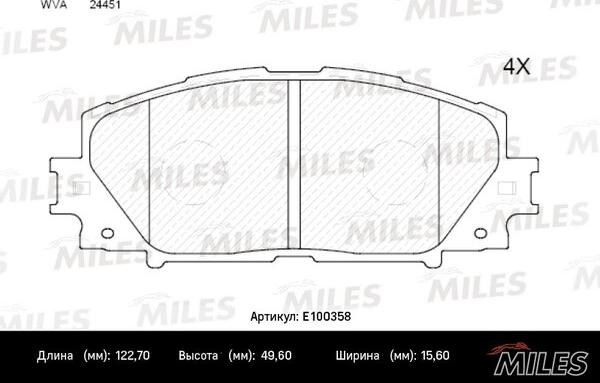 Miles E100358 - Гальмівні колодки, дискові гальма autozip.com.ua