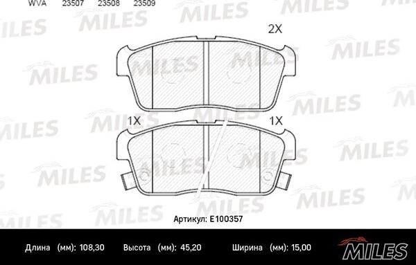 Miles E100357 - Гальмівні колодки, дискові гальма autozip.com.ua