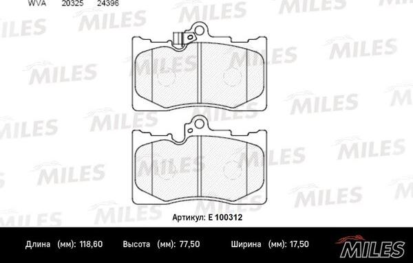 Miles E100312 - Гальмівні колодки, дискові гальма autozip.com.ua