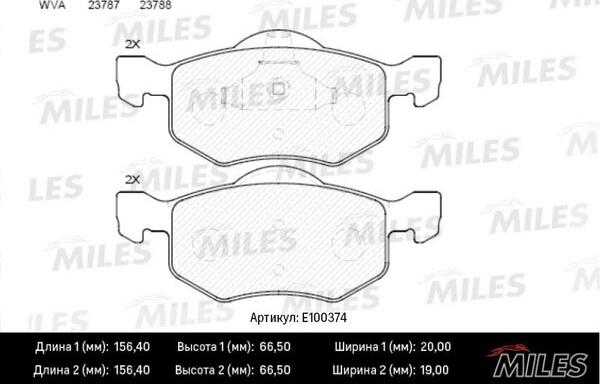 Miles E100374 - Гальмівні колодки, дискові гальма autozip.com.ua