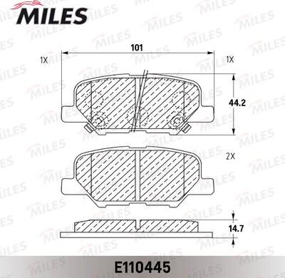 Miles E110445 - Гальмівні колодки, дискові гальма autozip.com.ua