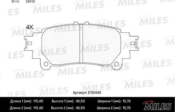 Miles E110440 - Гальмівні колодки, дискові гальма autozip.com.ua