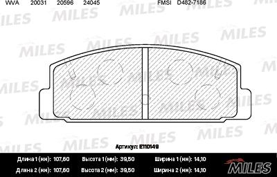 Miles E110149 - Гальмівні колодки, дискові гальма autozip.com.ua