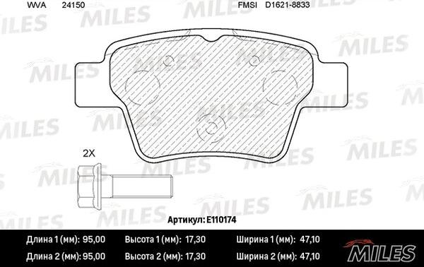 Miles E110174 - Гальмівні колодки, дискові гальма autozip.com.ua