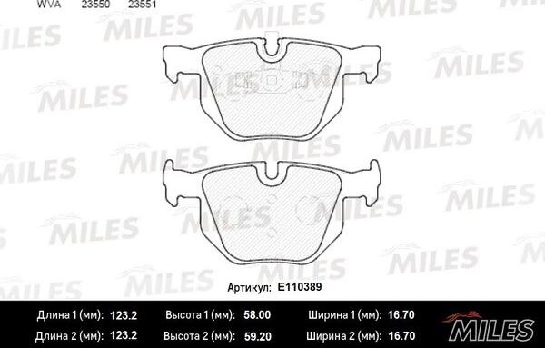 Miles E110389 - Гальмівні колодки, дискові гальма autozip.com.ua