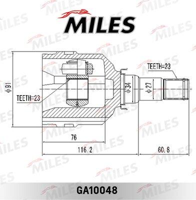Miles GA10048 - Шарнір, ШРУС, приводний вал autozip.com.ua