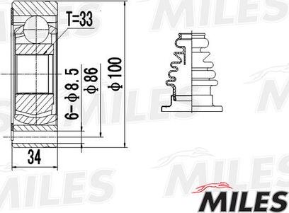 Miles GA10009 - Шарнір, ШРУС, приводний вал autozip.com.ua