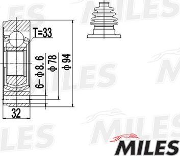 Miles GA10001 - Шарнір, ШРУС, приводний вал autozip.com.ua