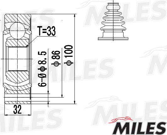 Miles GA10002 - Шарнір, ШРУС, приводний вал autozip.com.ua