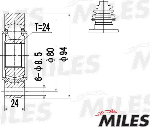 Miles GA10012 - Шарнір, ШРУС, приводний вал autozip.com.ua