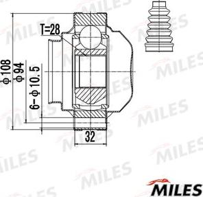 Miles GA10084 - Шарнір, ШРУС, приводний вал autozip.com.ua