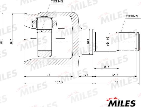Miles GA10080 - Шарнір, ШРУС, приводний вал autozip.com.ua