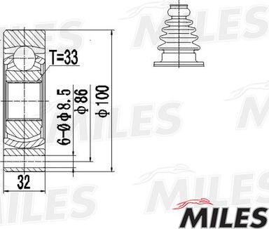 Miles GA10034 - Шарнір, ШРУС, приводний вал autozip.com.ua