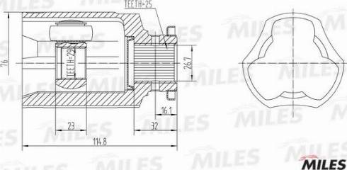 Miles GA10026 - Шарнір, ШРУС, приводний вал autozip.com.ua