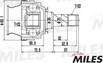 Miles GA10021 - Шарнір, ШРУС, приводний вал autozip.com.ua