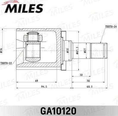 Miles GA10120 - Шарнір, ШРУС, приводний вал autozip.com.ua