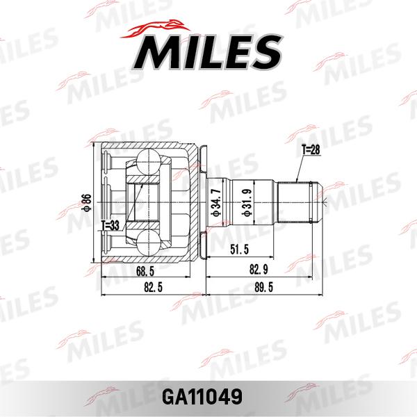Miles GA11049 - Шарнір, ШРУС, приводний вал autozip.com.ua